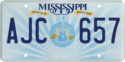 MS license plate AJC657