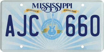 MS license plate AJC660