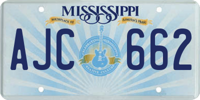 MS license plate AJC662