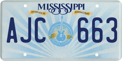 MS license plate AJC663