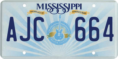 MS license plate AJC664