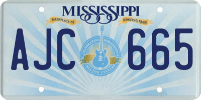 MS license plate AJC665