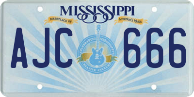 MS license plate AJC666