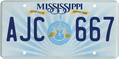 MS license plate AJC667