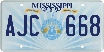 MS license plate AJC668