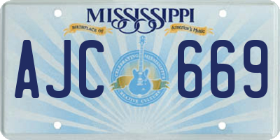 MS license plate AJC669