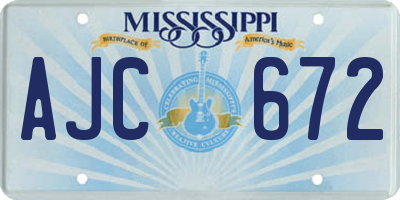 MS license plate AJC672