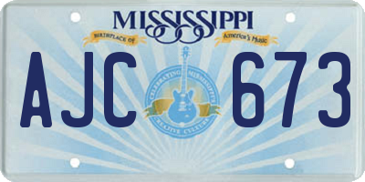 MS license plate AJC673