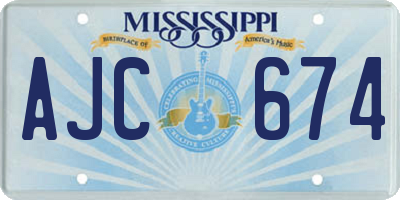 MS license plate AJC674