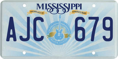 MS license plate AJC679