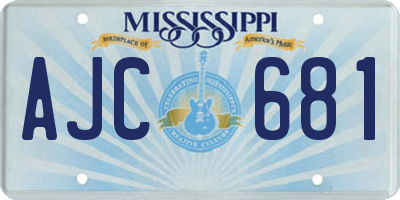 MS license plate AJC681