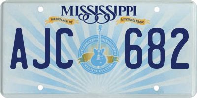 MS license plate AJC682