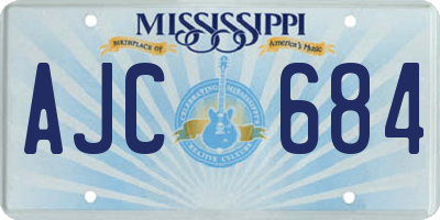 MS license plate AJC684