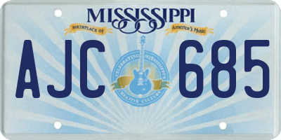 MS license plate AJC685