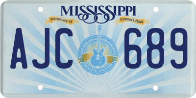 MS license plate AJC689