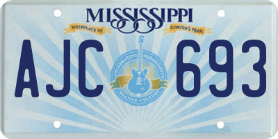 MS license plate AJC693