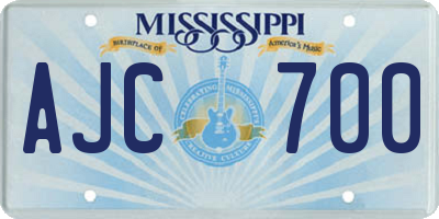 MS license plate AJC700