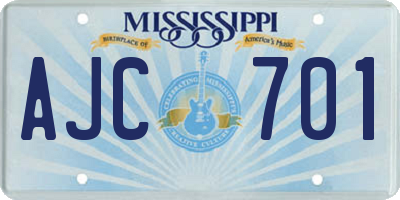 MS license plate AJC701