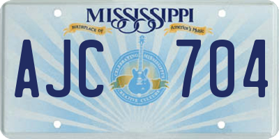 MS license plate AJC704