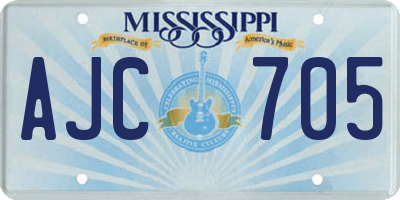 MS license plate AJC705