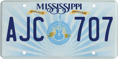 MS license plate AJC707