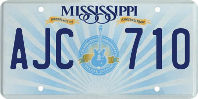 MS license plate AJC710