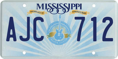 MS license plate AJC712