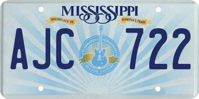 MS license plate AJC722