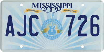 MS license plate AJC726
