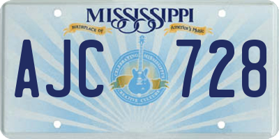MS license plate AJC728