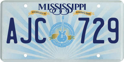 MS license plate AJC729