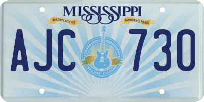 MS license plate AJC730
