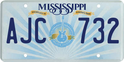 MS license plate AJC732