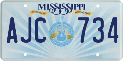 MS license plate AJC734