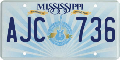 MS license plate AJC736