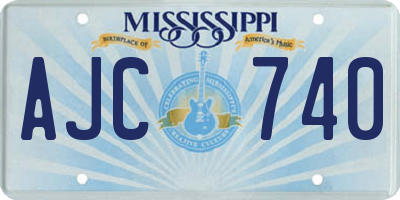 MS license plate AJC740