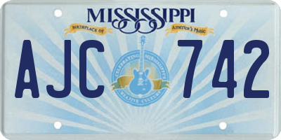 MS license plate AJC742