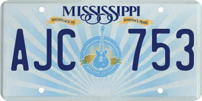 MS license plate AJC753