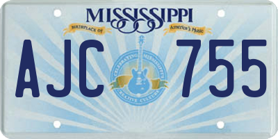 MS license plate AJC755