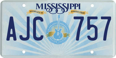 MS license plate AJC757