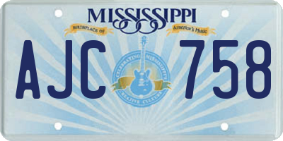 MS license plate AJC758