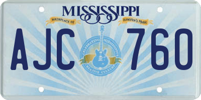 MS license plate AJC760