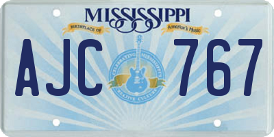 MS license plate AJC767