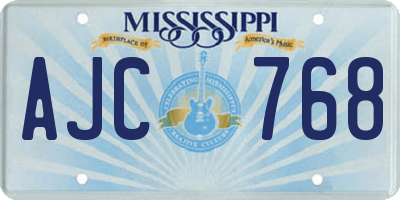 MS license plate AJC768