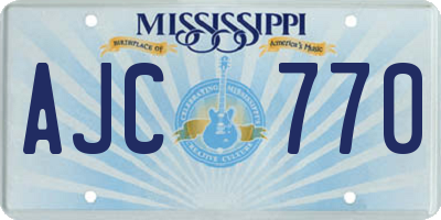 MS license plate AJC770