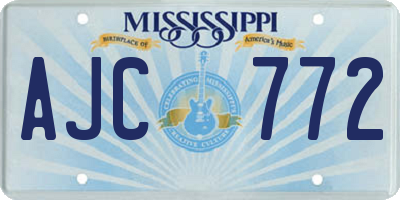 MS license plate AJC772