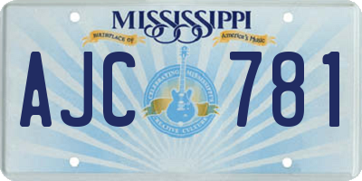 MS license plate AJC781