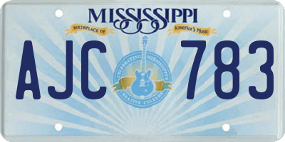 MS license plate AJC783