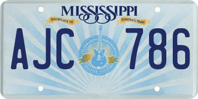 MS license plate AJC786