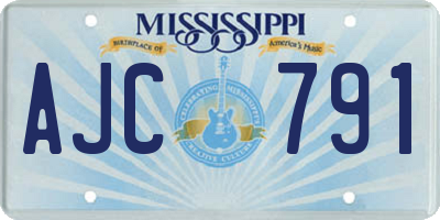 MS license plate AJC791